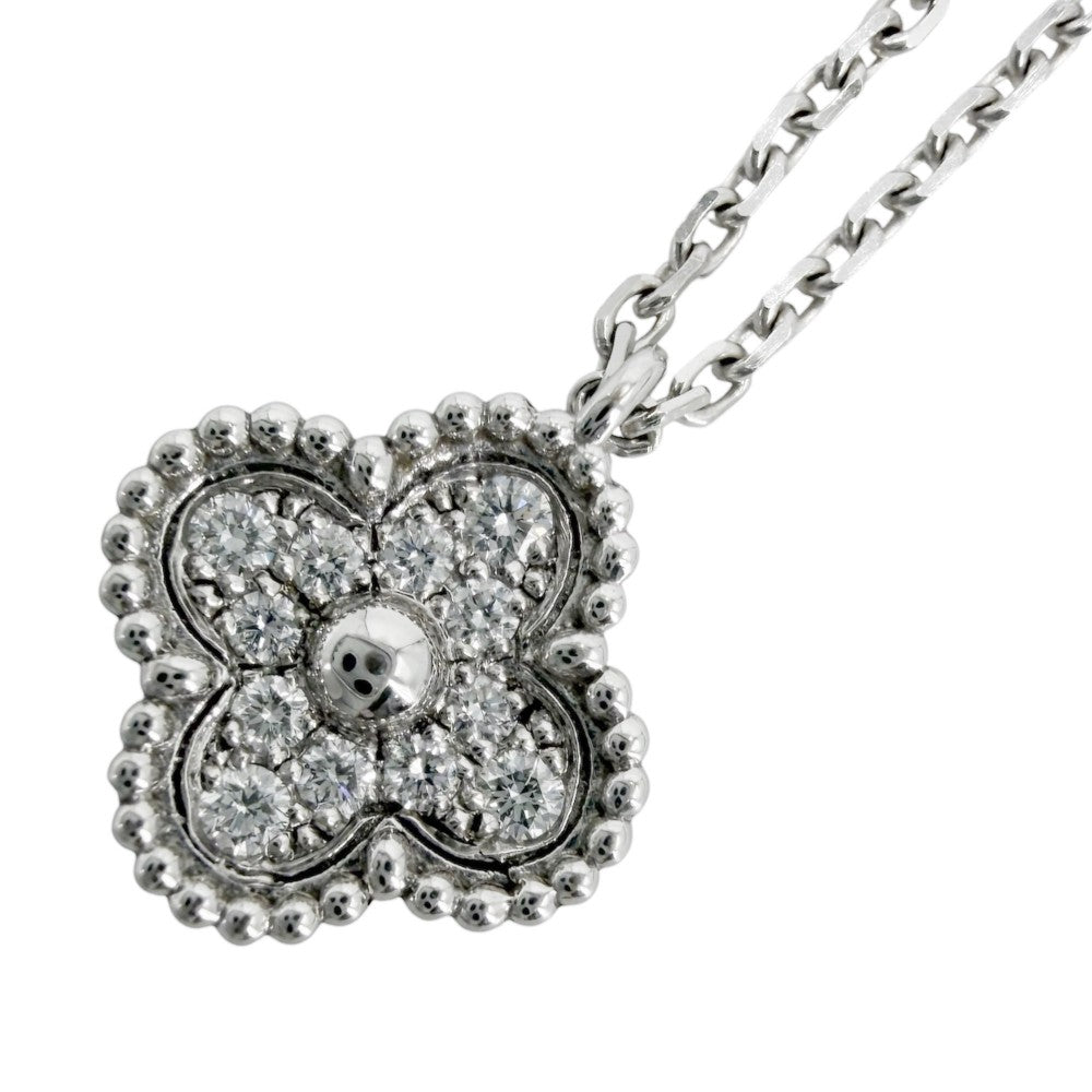 Van Cleef & Arpels ヴァンクリーフ＆アーペル ネックレス スウィートアルハンブラ ジュエリー 18金WG K18ホワイトゴールド ダイヤモンド VCARO85900 レディース 約3.4g【中古品】