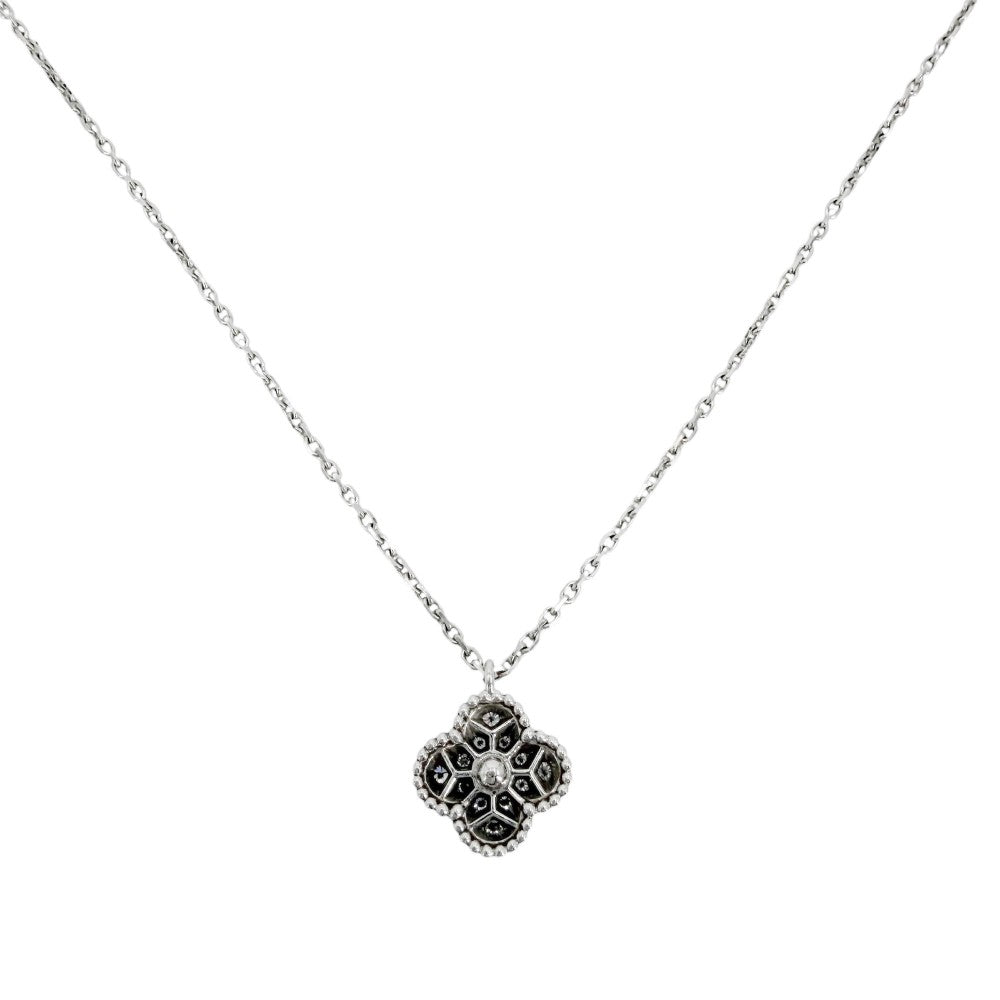Van Cleef & Arpels ヴァンクリーフ＆アーペル ネックレス スウィートアルハンブラ ジュエリー 18金WG K18ホワイトゴールド ダイヤモンド VCARO85900 レディース 約3.4g【中古品】