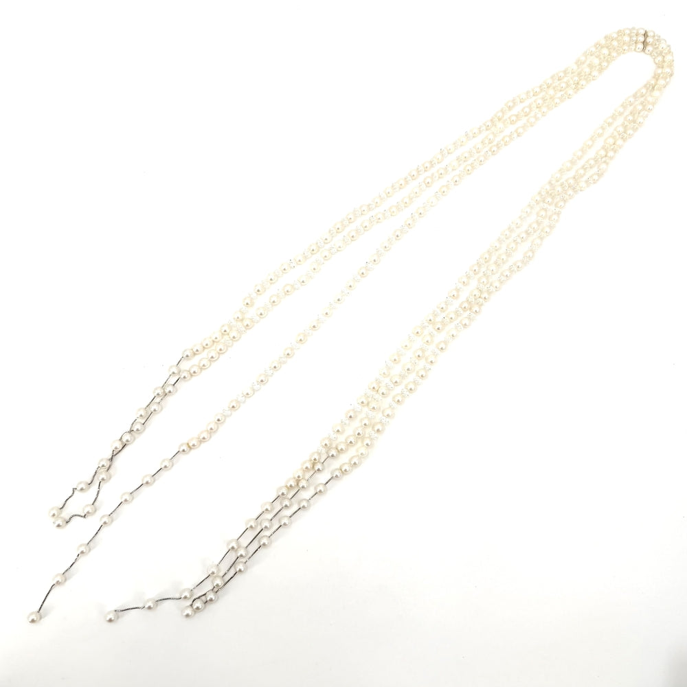 TASAKI タサキ ネックレス ラリエット ナイアガラ ジュエリー アクセサリー 18金 WG K18ホワイトゴールド パール約0.6mm ホワイト 白 レディース 約170.6g【中古品】