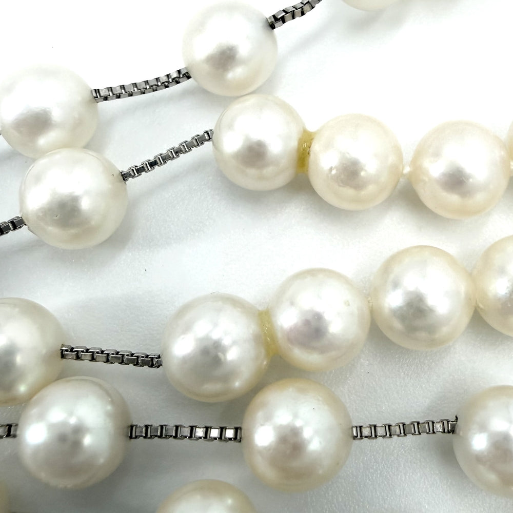 TASAKI タサキ ネックレス ラリエット ナイアガラ ジュエリー アクセサリー 18金 WG K18ホワイトゴールド パール約0.6mm ホワイト 白 レディース 約170.6g【中古品】