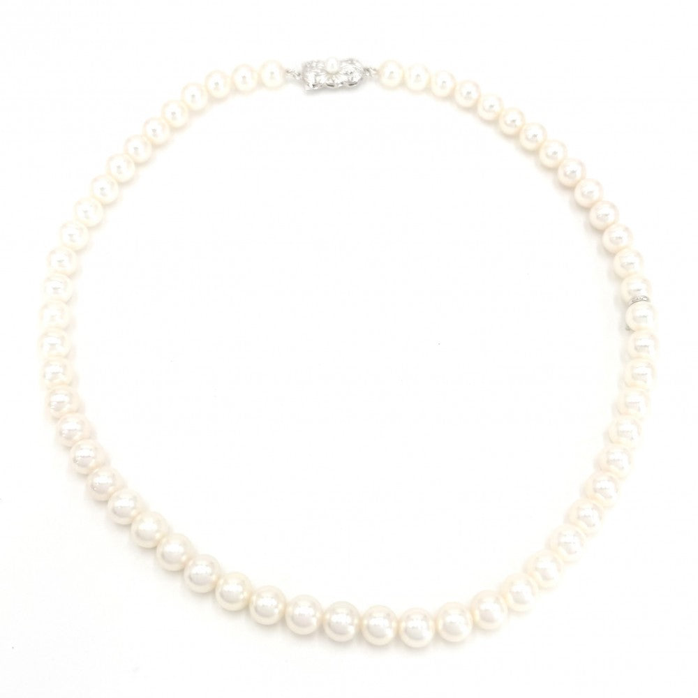MIKIMOTO ミキモト ネックレス イヤリングセット ジュエリー アクセサリー 真珠 Au750 18金WG シルバー925 K18ホワイトゴールド(イヤリング) パール0.6mm シルバー金具 レディース 約33.1/2.5g【中古品】