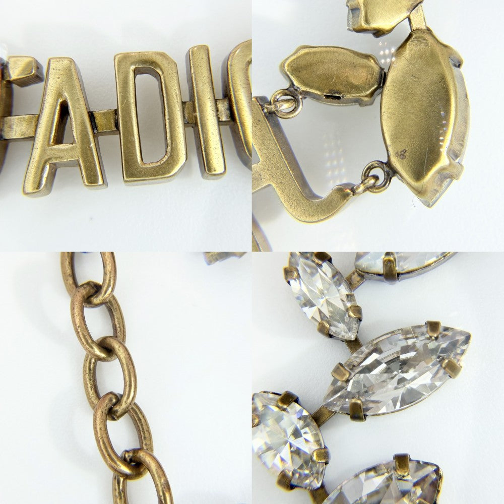 Dior ディオール チョーカー J’ADIOR ネックレス アクセサリー 小物 ラインストーン アンティークゴールド レディース 約36.3g【中古品】