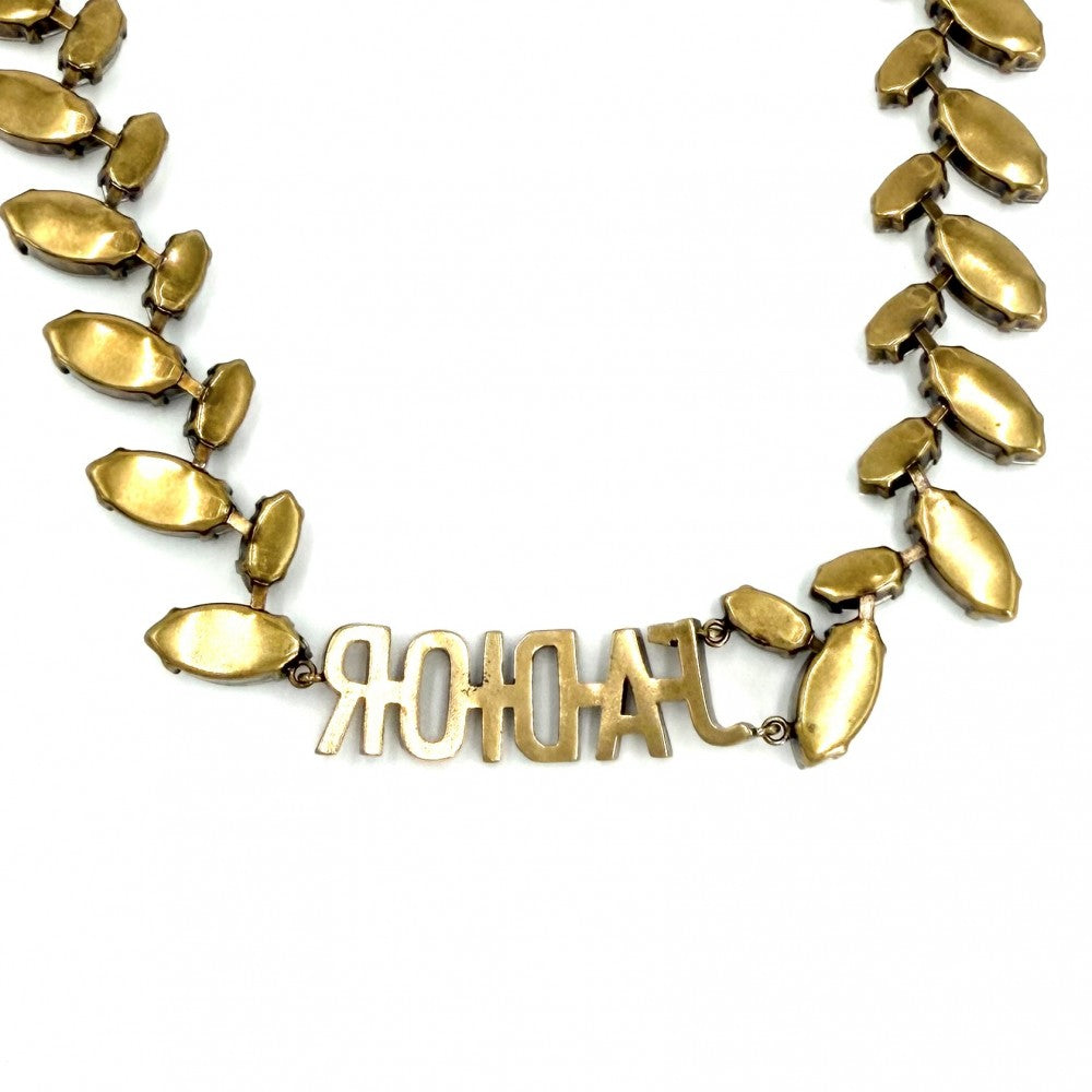 Dior ディオール チョーカー J’ADIOR ネックレス アクセサリー 小物 ラインストーン アンティークゴールド レディース 約36.3g【中古品】