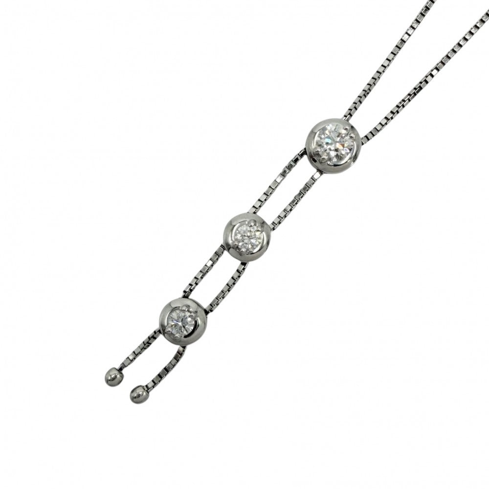 TASAKI タサキ ネックレス トリロジー 三連 ペンダント 18金 K18WG ジュエリー アクセサリー K18ホワイトゴールド ダイヤモンド0.37ct レディース 約6.2g【中古品】