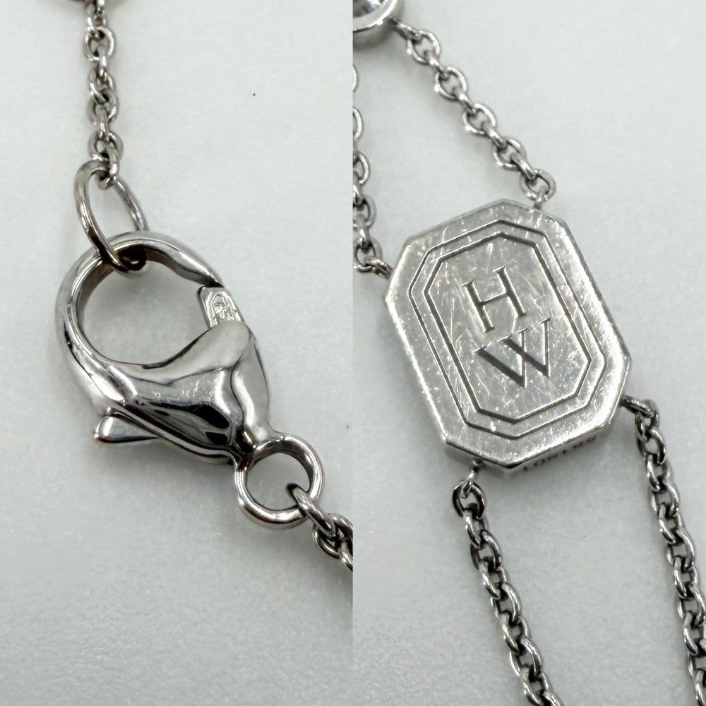 HARRY WINSTON ハリーウィンストン ブレスレット HWロゴ ジュエリー アクセサリー Au750 WG 18金 K18ホワイトゴールド ダイヤモンド シルバー レディース 約5.2g【中古品】