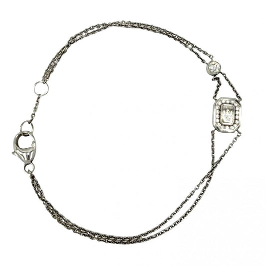 HARRY WINSTON ハリーウィンストン ブレスレット HWロゴ ジュエリー アクセサリー Au750 WG 18金 K18ホワイトゴールド ダイヤモンド シルバー レディース 約5.2g【中古品】