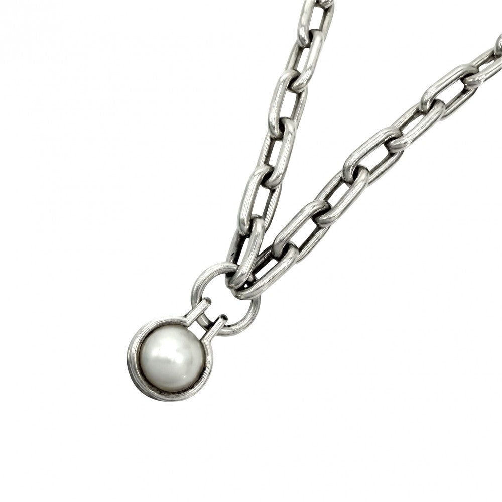 TIFFANY&Co. ティファニー ネックレス ハードウェア フレッシュウォーターパール 真珠 ジュエリー アクセサリー シルバー925 パール パール レディース 約80.8g【中古品】
