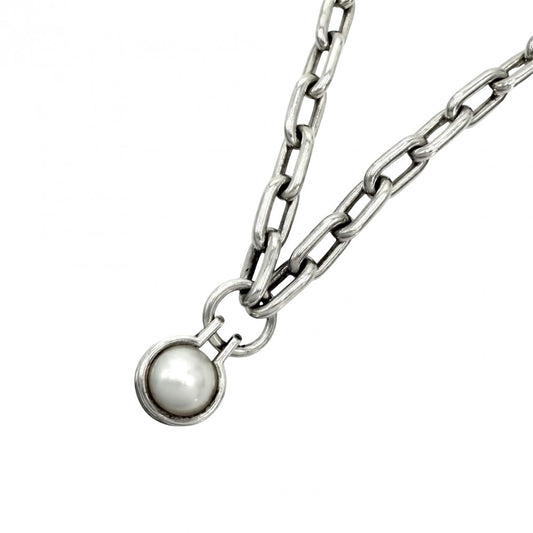 TIFFANY&Co. ティファニー ネックレス ハードウェア フレッシュウォーターパール 真珠 ジュエリー アクセサリー シルバー925 パール パール レディース 約80.8g【中古品】