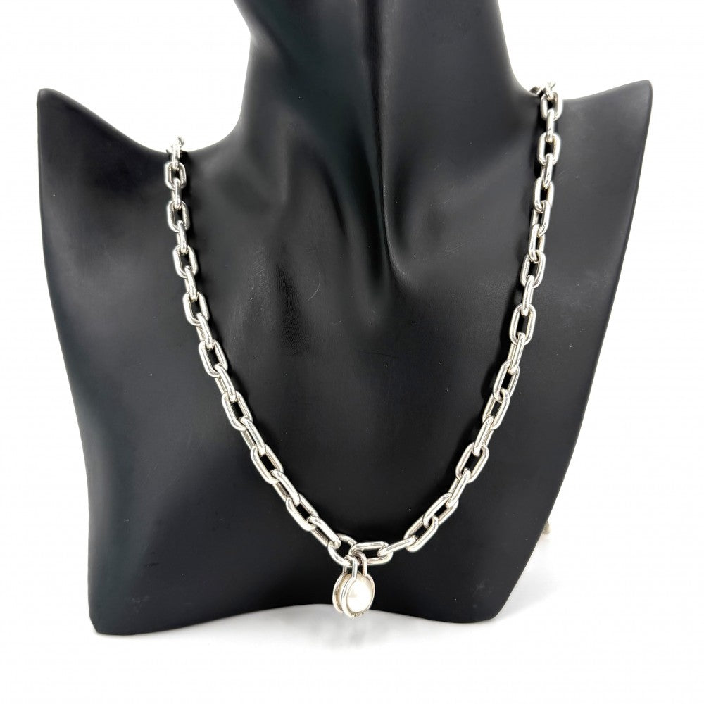 TIFFANY&Co. ティファニー ネックレス ハードウェア フレッシュウォーターパール 真珠 ジュエリー アクセサリー シルバー925 パール パール レディース 約80.8g【中古品】
