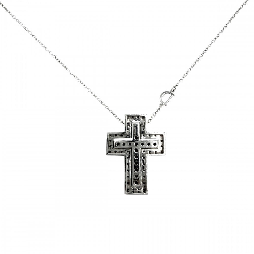 Damiani ダミアーニ ネックレス ベルエポック　Sサイズ クロスモチーフ ペンダント アクセサリー ジュエリー K18ホワイトゴールド レインボーサファイア マルチカラー レディース 約12.2g【中古品】