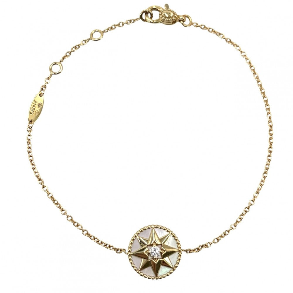 Dior ディオール ブレスレット Rose des Vents アクセサリー ジュエリー Au750 18金YG K18イエローゴールド ダイヤモンド0.04ct ゴールド レディース 約3.0g【中古品】