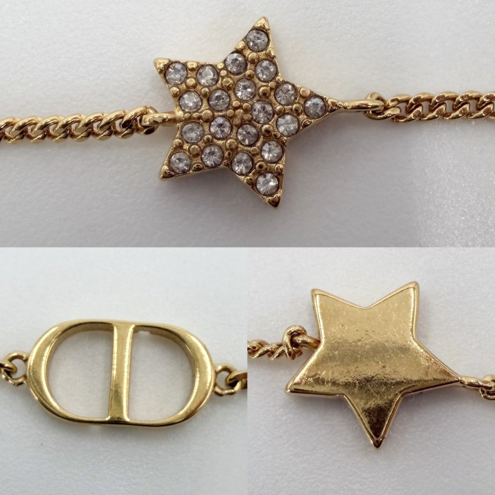 Dior ディオール ブレスレット 2連 Petit CD ダブル アクセサリー 星 スター ラインストーン ゴールド レディース 約4.8g【中古品】