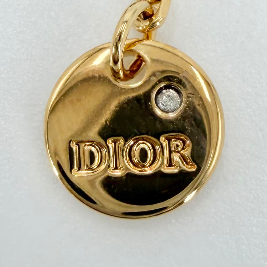 Dior ディオール ネックレス 2連 Petit CD ダブル アクセサリー 星 スター ラインストーン ゴールド レディース 約8.2g【中古品】