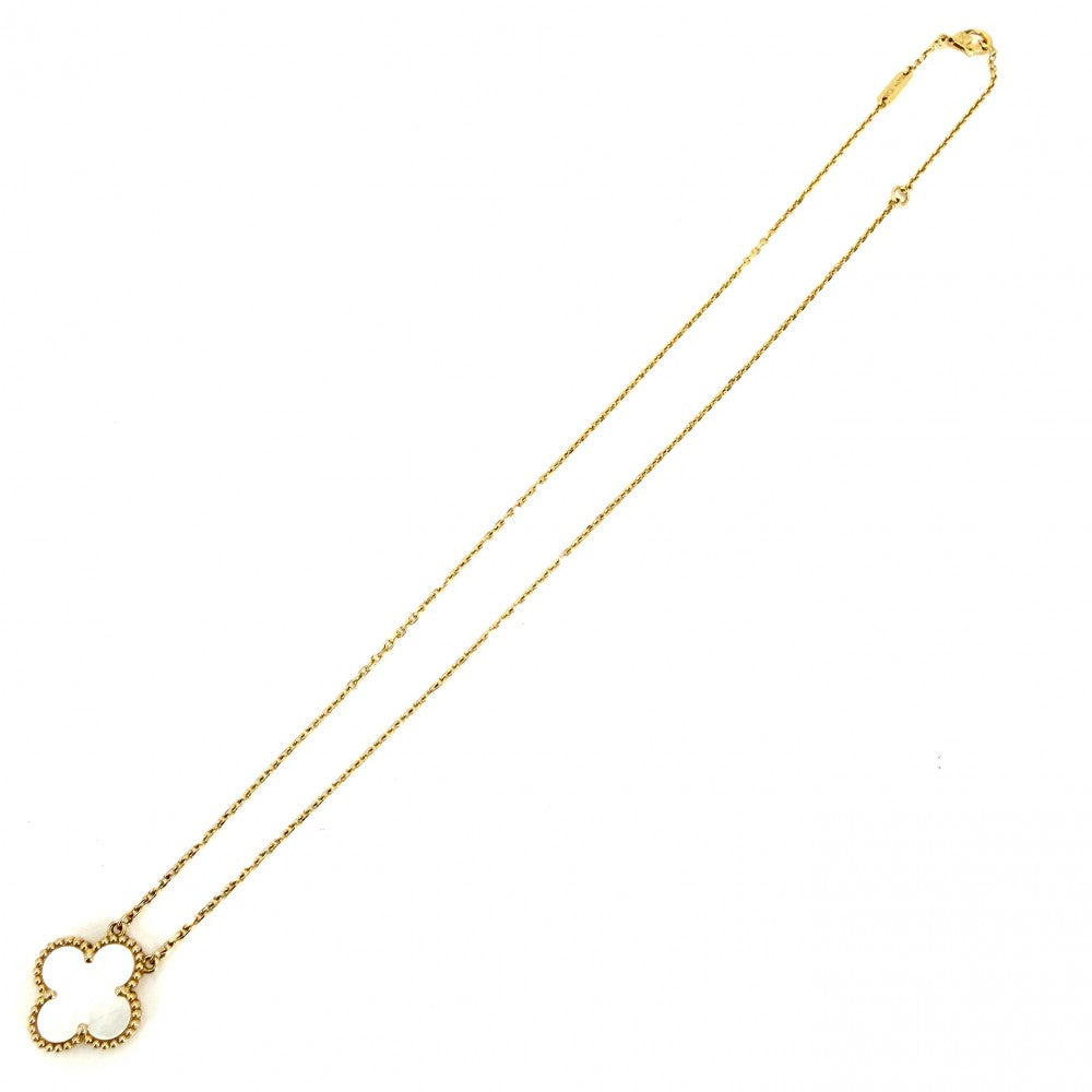 Van Cleef & Arpels ヴァンクリーフ＆アーペル ネックレス ヴィンテージアルハンブラ K18イエローゴールド マザーオブパール VCARA45900 ホワイト 白 レディース 約5.2g【中古品】