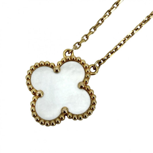 Van Cleef & Arpels ヴァンクリーフ＆アーペル ネックレス ヴィンテージアルハンブラ K18イエローゴールド マザーオブパール VCARA45900 ホワイト 白 レディース 約5.2g【中古品】