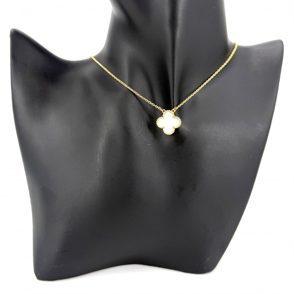Van Cleef & Arpels ヴァンクリーフ＆アーペル ネックレス ヴィンテージアルハンブラ K18イエローゴールド マザーオブパール VCARA45900 ホワイト 白 レディース 約5.2g【中古品】