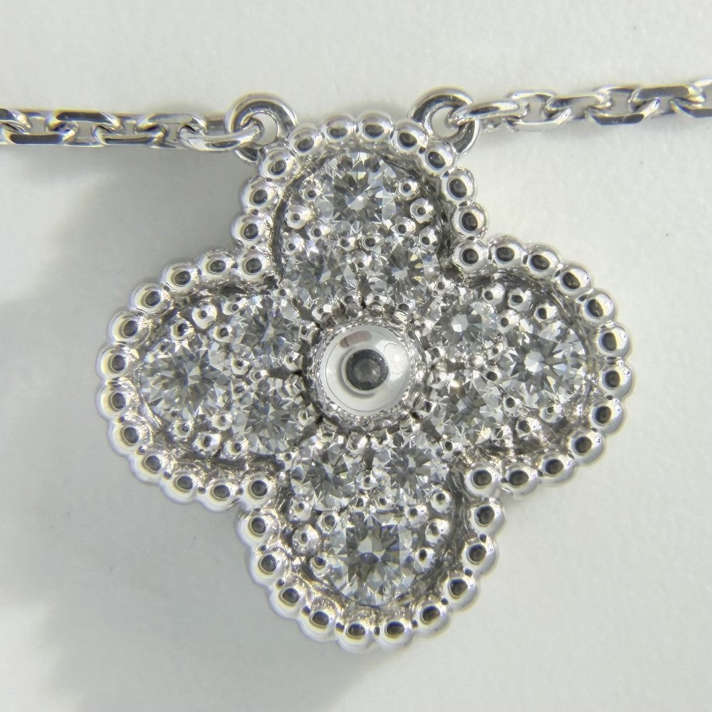 Van Cleef & Arpels ヴァンクリーフ＆アーペル ネックレス ヴィンテージアルハンブラ K18ホワイトゴールド ダイヤモンド12石0.48ct VCARA46100 レディース 約6.1g【中古品】