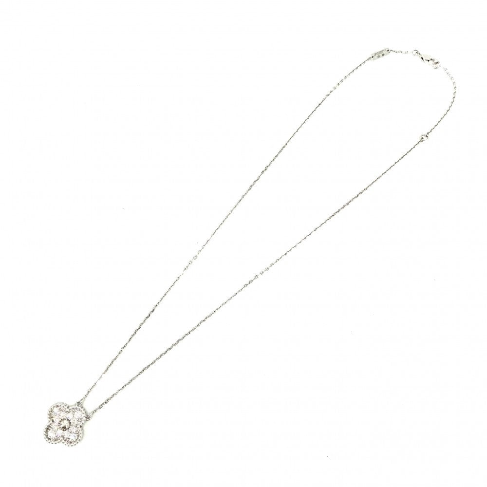 Van Cleef & Arpels ヴァンクリーフ＆アーペル ネックレス ヴィンテージアルハンブラ アクセサリー ジュエリー 18金WG Au750 K18ホワイトゴールド ダイヤモンド12石0.48ct VCARA46100 レディース 約6.1g【中古品】