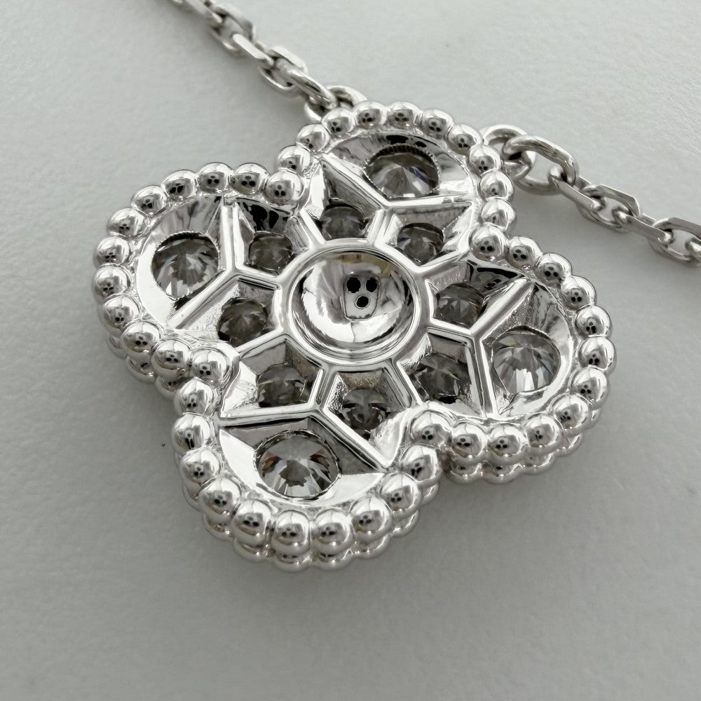 Van Cleef & Arpels ヴァンクリーフ＆アーペル ネックレス ヴィンテージアルハンブラ アクセサリー ジュエリー 18金WG Au750 K18ホワイトゴールド ダイヤモンド12石0.48ct VCARA46100 レディース 約6.1g【中古品】