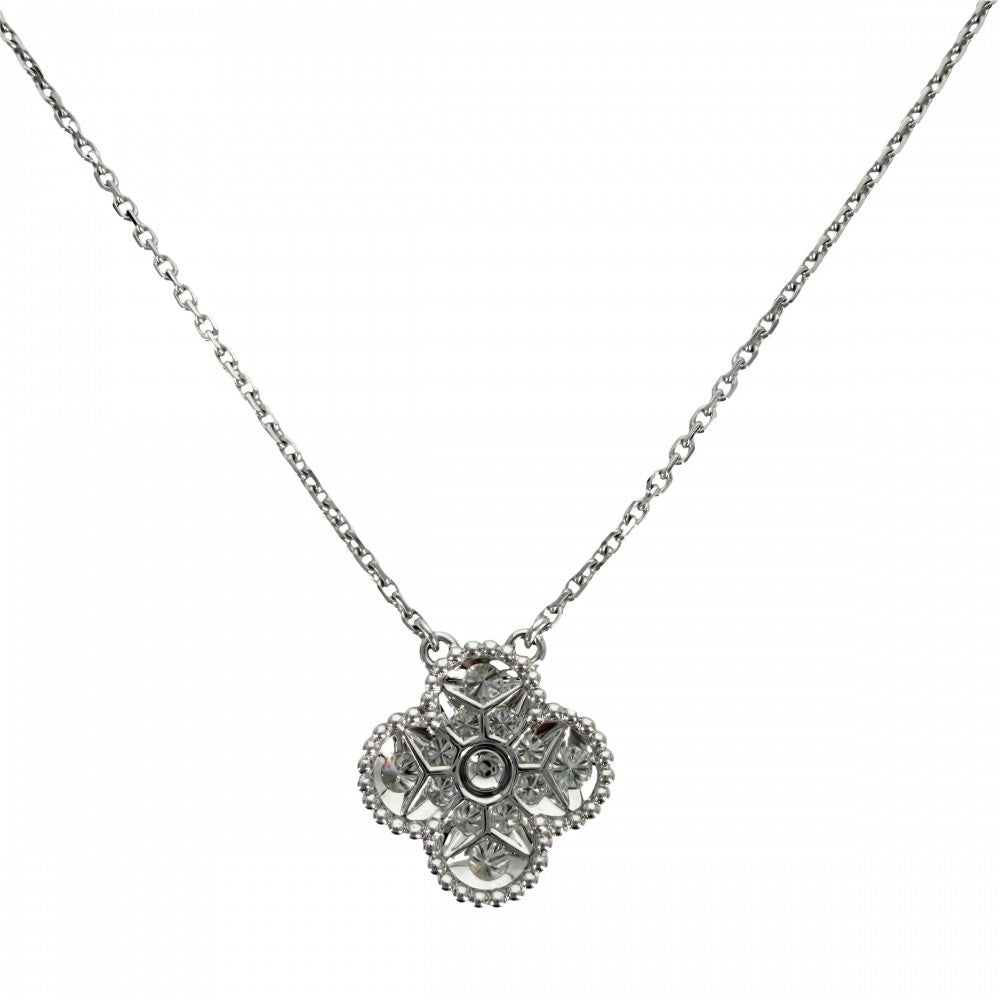 Van Cleef & Arpels ヴァンクリーフ＆アーペル ネックレス ヴィンテージアルハンブラ アクセサリー ジュエリー 18金WG Au750 K18ホワイトゴールド ダイヤモンド12石0.48ct VCARA46100 レディース 約5.4g【中古品】