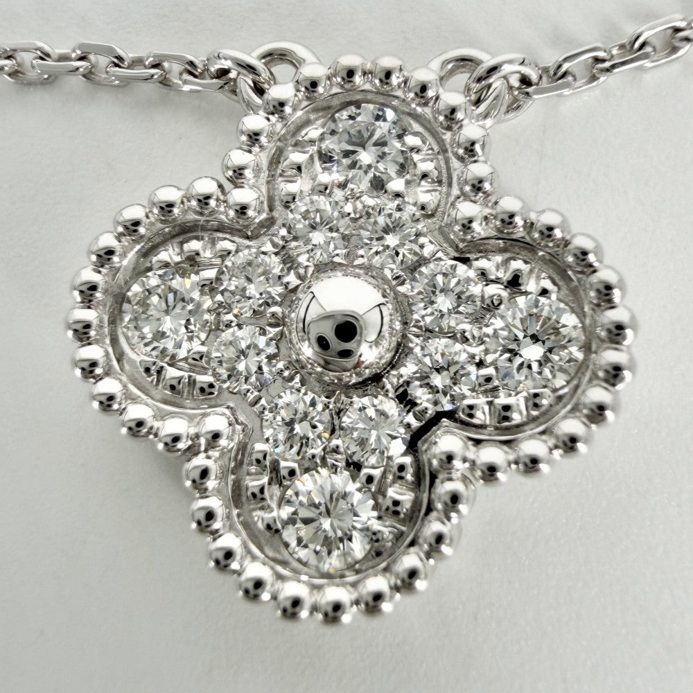 Van Cleef & Arpels ヴァンクリーフ＆アーペル ネックレス ヴィンテージアルハンブラ アクセサリー ジュエリー 18金WG Au750 K18ホワイトゴールド ダイヤモンド12石0.48ct VCARA46100 レディース 約5.4g【中古品】