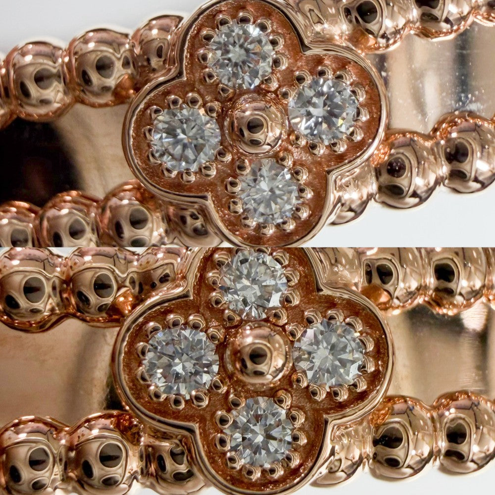 Van Cleef & Arpels ヴァンクリーフ＆アーペル ブレスレット ペルレ スウィートクローバー ミディアム ジュエリー アクセサリー 18金PG Au750 K18ピンクゴールド ダイヤモンド VCARP6X200 レディース 約16.9g【中古品】