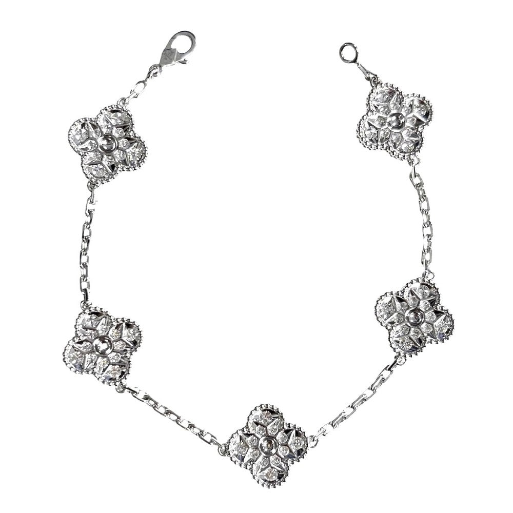 Van Cleef & Arpels ヴァンクリーフ＆アーペル ブレスレット 5モチーフ ヴィンテージ アルハンブラ アクセサリー K18ホワイトゴールド ダイヤモンド60石2.41ct VCARA41500 レディース 約13.3g【中古品】