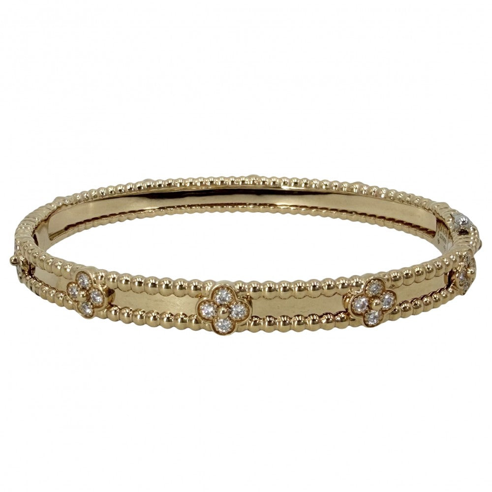 Van Cleef & Arpels ヴァンクリーフ＆アーペル ブレスレット ペルレ スウィートクローバー ジュエリー アクセサリー 18金YG Au750 K18イエローゴールド ダイヤモンド VCARP6X500 レディース 約16.6g【中古品】