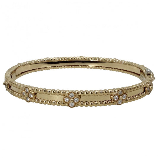Van Cleef & Arpels ヴァンクリーフ＆アーペル ブレスレット ペルレ スウィートクローバー K18イエローゴールド ダイヤモンド VCARP6X500 レディース 約16.6g【中古品】