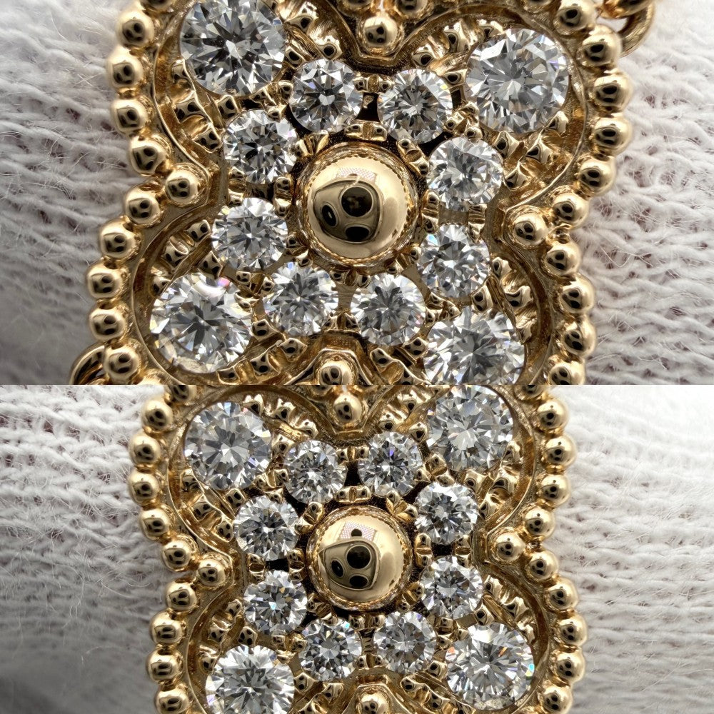 Van Cleef & Arpels ヴァンクリーフ＆アーペル ブレスレット 5モチーフ ヴィンテージ アルハンブラ YG K18イエローゴールド ダイヤモンド ゴールド グリーン 緑 レディース 約13.0g【中古品】