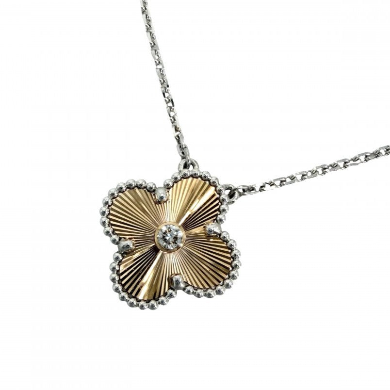Van Cleef & Arpels ヴァンクリーフ＆アーペル ネックレス ギヨシェ ヴィンテージアルハンブラ アクセサリー ジュエリー 18金WG Au750 K18ホワイトゴールド ダイヤモンド VCARPNTH00 レディース 約7.4g【中古品】