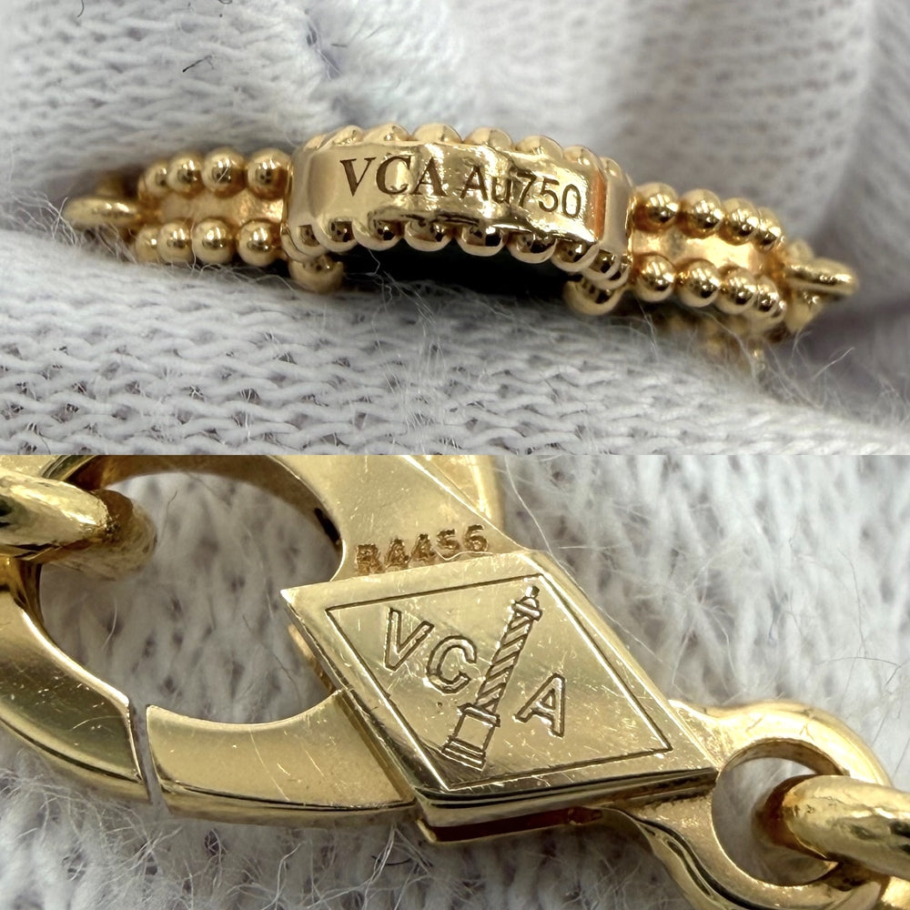 Van Cleef & Arpels ヴァンクリーフ＆アーペル ブレスレット ヴィンテージ アルハンブラ ジュエリー アクセサリー K18イエローゴールド マカライト VCARL80900 グリーン 緑 レディース 約12.5g【中古品】