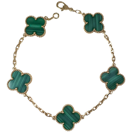 Van Cleef & Arpels ヴァンクリーフ＆アーペル ブレスレット ヴィンテージ アルハンブラ ジュエリー アクセサリー K18イエローゴールド マカライト VCARL80900 グリーン 緑 レディース 約12.5g【中古品】