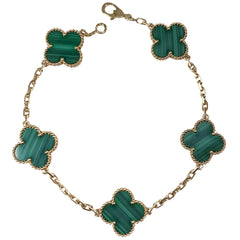 Van Cleef & Arpels ヴァンクリーフ＆アーペル ブレスレット ヴィンテージ アルハンブラ ジュエリー アクセサリー K18イエローゴールド マカライト VCARL80900 グリーン 緑 レディース 約12.5g【中古品】