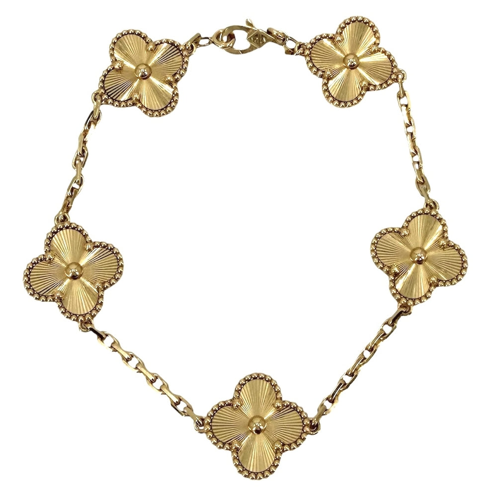 Van Cleef & Arpels ヴァンクリーフ＆アーペル ブレスレット ギヨシェ ヴィンテージ アルハンブラ ジュエリー アクセサリー K18イエローゴールド VCARP3JK00 ゴールド レディース 約19.1g【中古品】