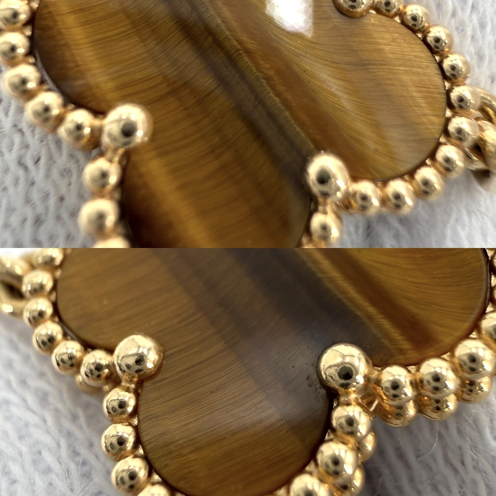 Van Cleef & Arpels ヴァンクリーフ＆アーペル ブレスレット ヴィンテージ アルハンブラ ジュエリー アクセサリー K18イエローゴールド タイガーアイ VCARD35600 ブラウン 茶 レディース 約11.7g【中古品】