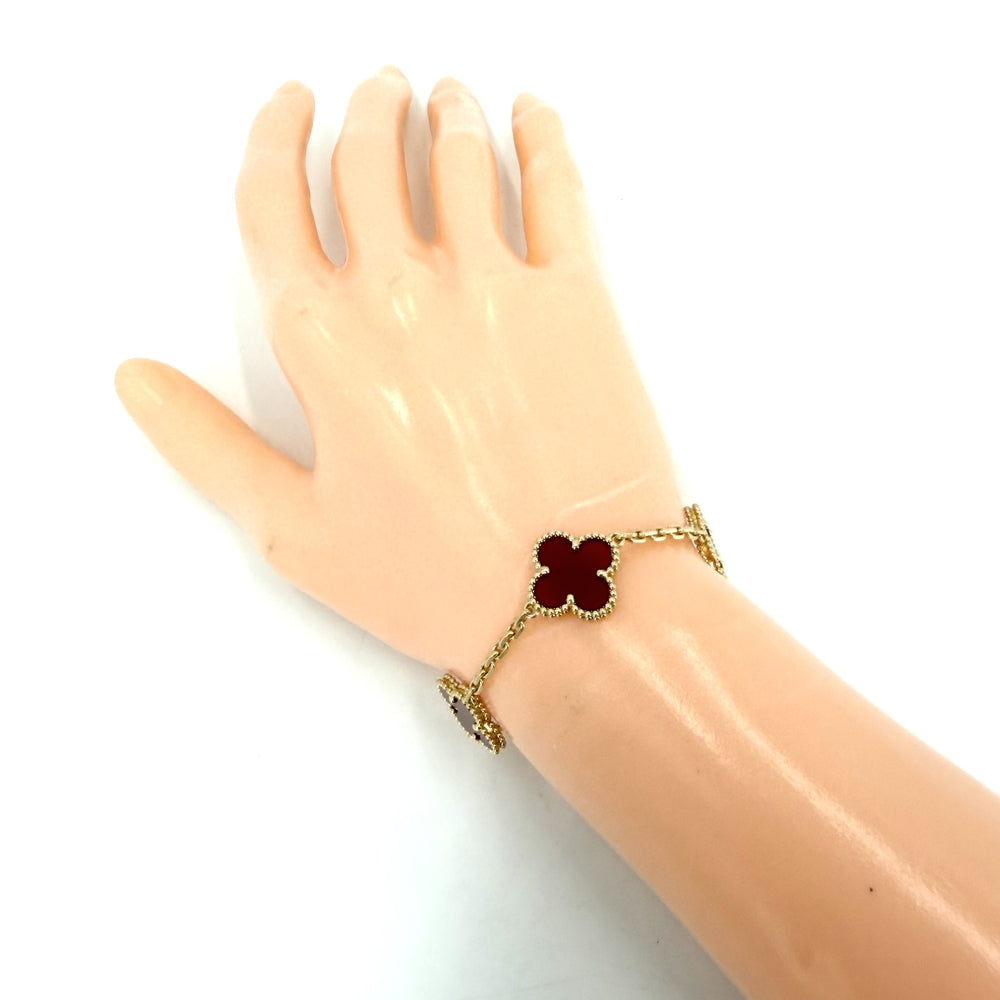 Van Cleef & Arpels ヴァンクリーフ＆アーペル ブレスレット 5モチーフ ヴィンテージアルハンブラ ジュエリー アクセサリー K18イエローゴールド カーネリアン VCARD35500 レッド 赤 レディース 約11.6g【中古品】