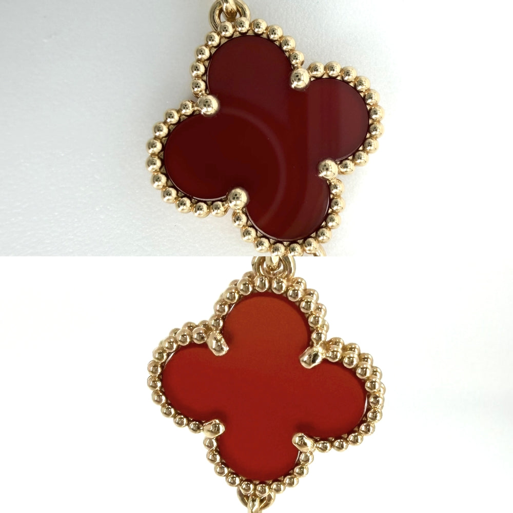 Van Cleef & Arpels ヴァンクリーフ＆アーペル ブレスレット 5モチーフ ヴィンテージアルハンブラ ジュエリー アクセサリー K18イエローゴールド カーネリアン VCARD35500 レッド 赤 レディース 約11.6g【中古品】
