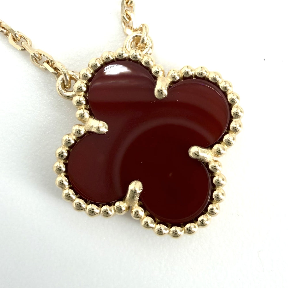 Van Cleef & Arpels ヴァンクリーフ＆アーペル ネックレス ヴィンテージアルハンブラ ジュエリー K18イエローゴールド カーネリアン VCARD38500 レッド 赤 レディース 約5.3g【中古品】