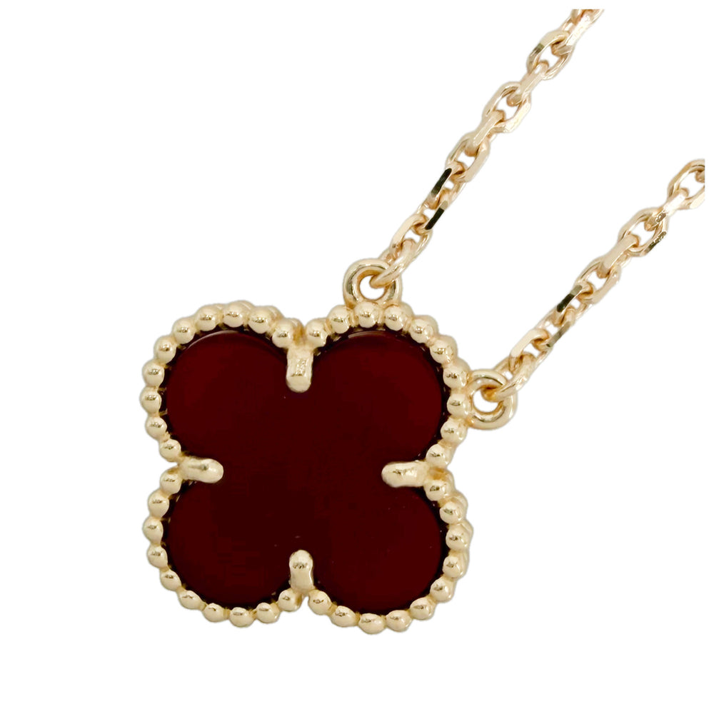 Van Cleef & Arpels ヴァンクリーフ＆アーペル ネックレス ヴィンテージアルハンブラ ジュエリー K18イエローゴールド カーネリアン VCARD38500 レッド 赤 レディース 約5.3g【中古品】