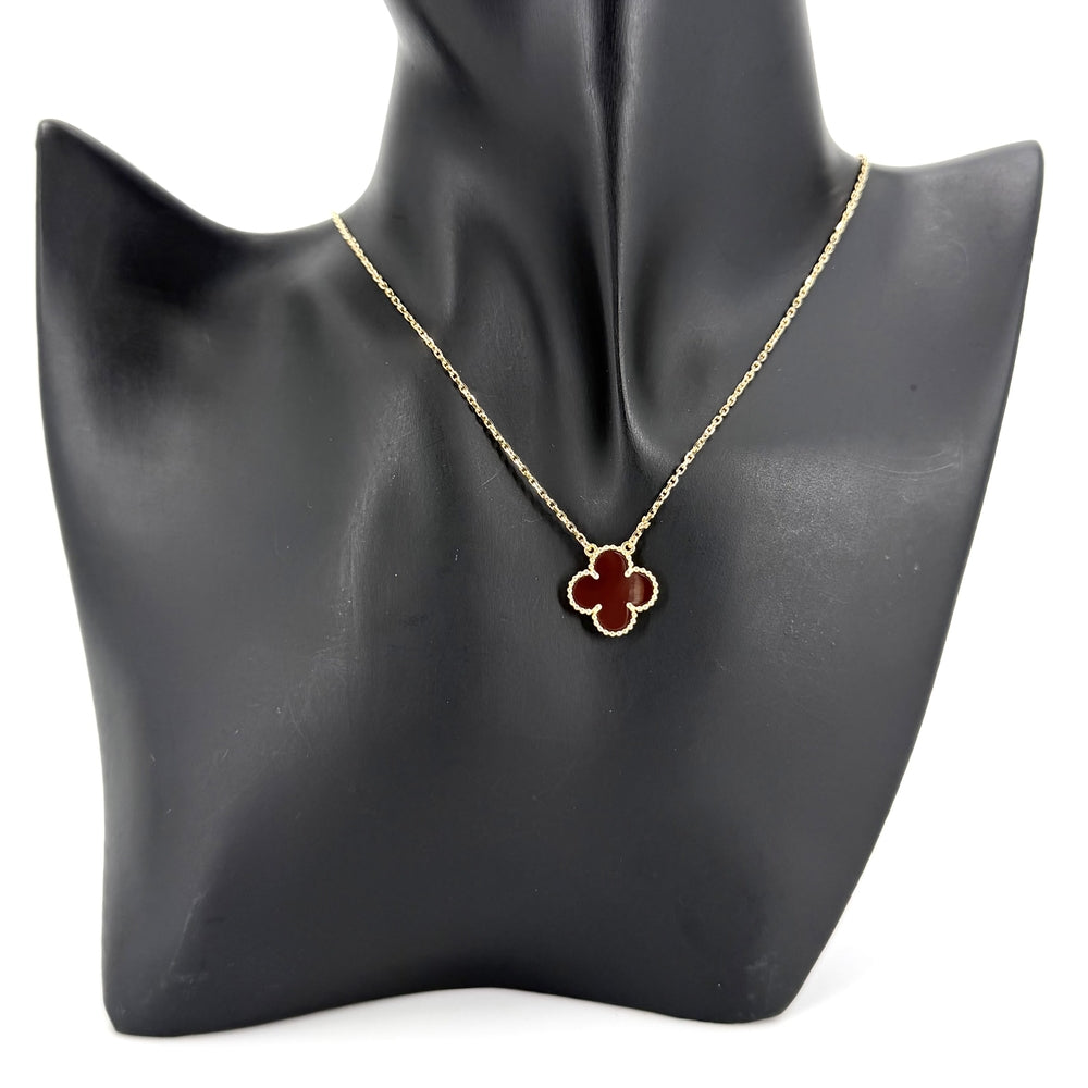 Van Cleef & Arpels ヴァンクリーフ＆アーペル ネックレス ヴィンテージアルハンブラ ジュエリー K18イエローゴールド カーネリアン VCARD38500 レッド 赤 レディース 約5.3g【中古品】
