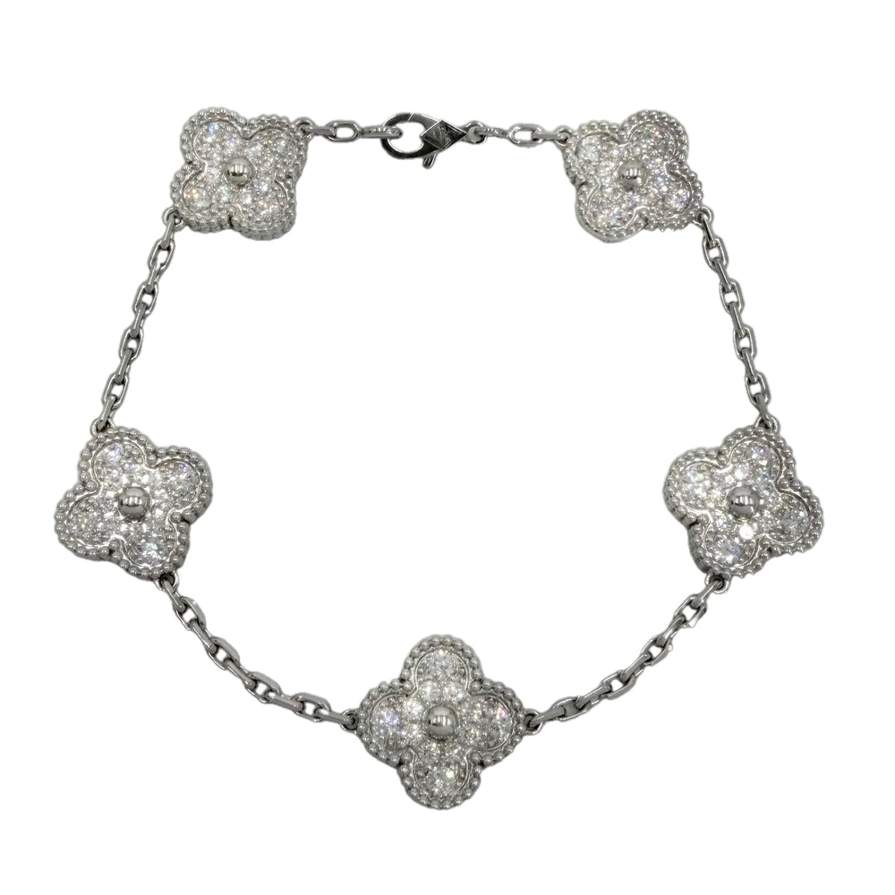 Van Cleef & Arpels ヴァンクリーフ＆アーペル ブレスレット ヴィンテージ アルハンブラ ジュエリー アクセサリー K18ホワイトゴールド ダイヤモンド60石2.41ct VCARA41500 レディース 約13.6g【中古品】