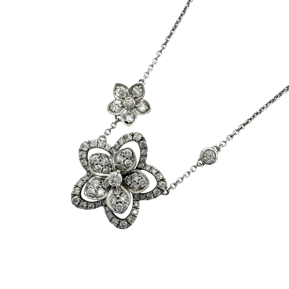 GRAFF グラフ ネックレス ワイルドフラワー ダブル ダイヤモンド ジュエリー アクセサリー 18金WG Au750 K18ホワイトゴールド ダイヤモンド レディース 約5.6g【中古品】