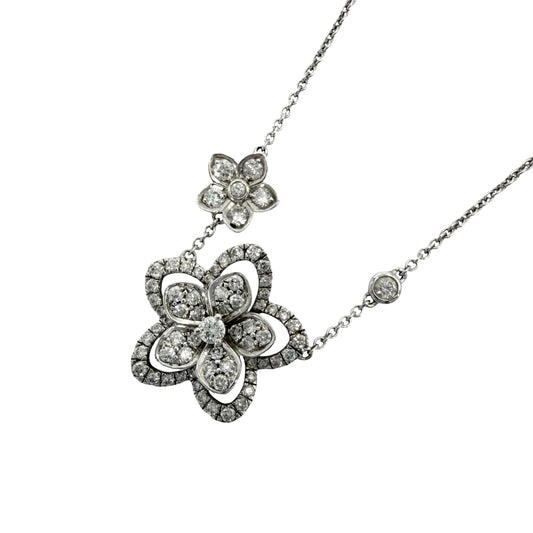 GRAFF グラフ ネックレス ワイルドフラワー ダブル ダイヤモンド ジュエリー アクセサリー 18金WG Au750 K18ホワイトゴールド ダイヤモンド レディース 約5.6g【中古品】