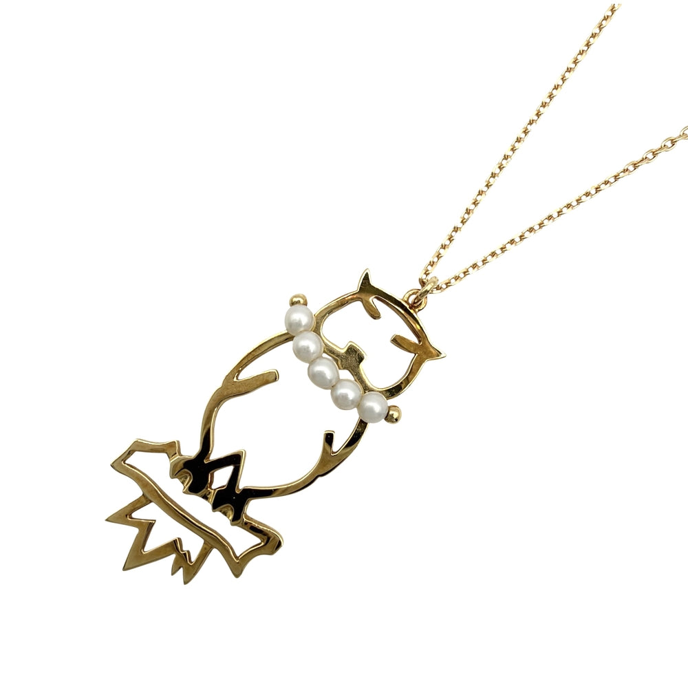 TASAKI タサキ ネックレス フクロウ プリティ イン パールズ 18金YG Au750 K18イエローゴールド 真珠 ゴールド レディース 約3.7g【中古品】