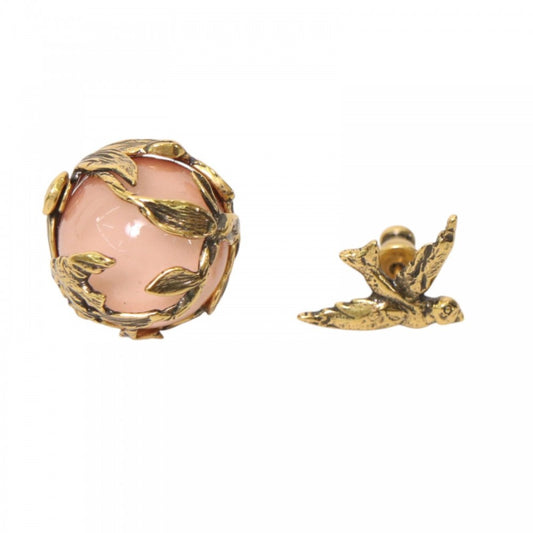 【開店SALE】 Dior ディオール ピアス アシンメトリー アクセサリー 小物 鳥 ピンク ゴールド レディース 約7.4g【中古品】
