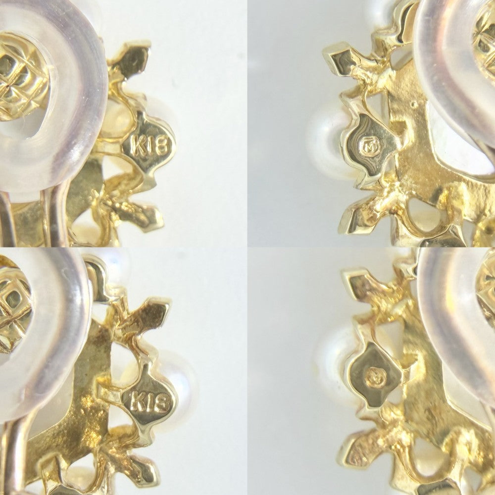 MIKIMOTO ミキモト イヤリング ピクウェ ジュエリー アクセサリー シェル 18金YG Au750 真珠 K18イエローゴールド パール ホワイト 白 レディース 約7.8g【中古品】