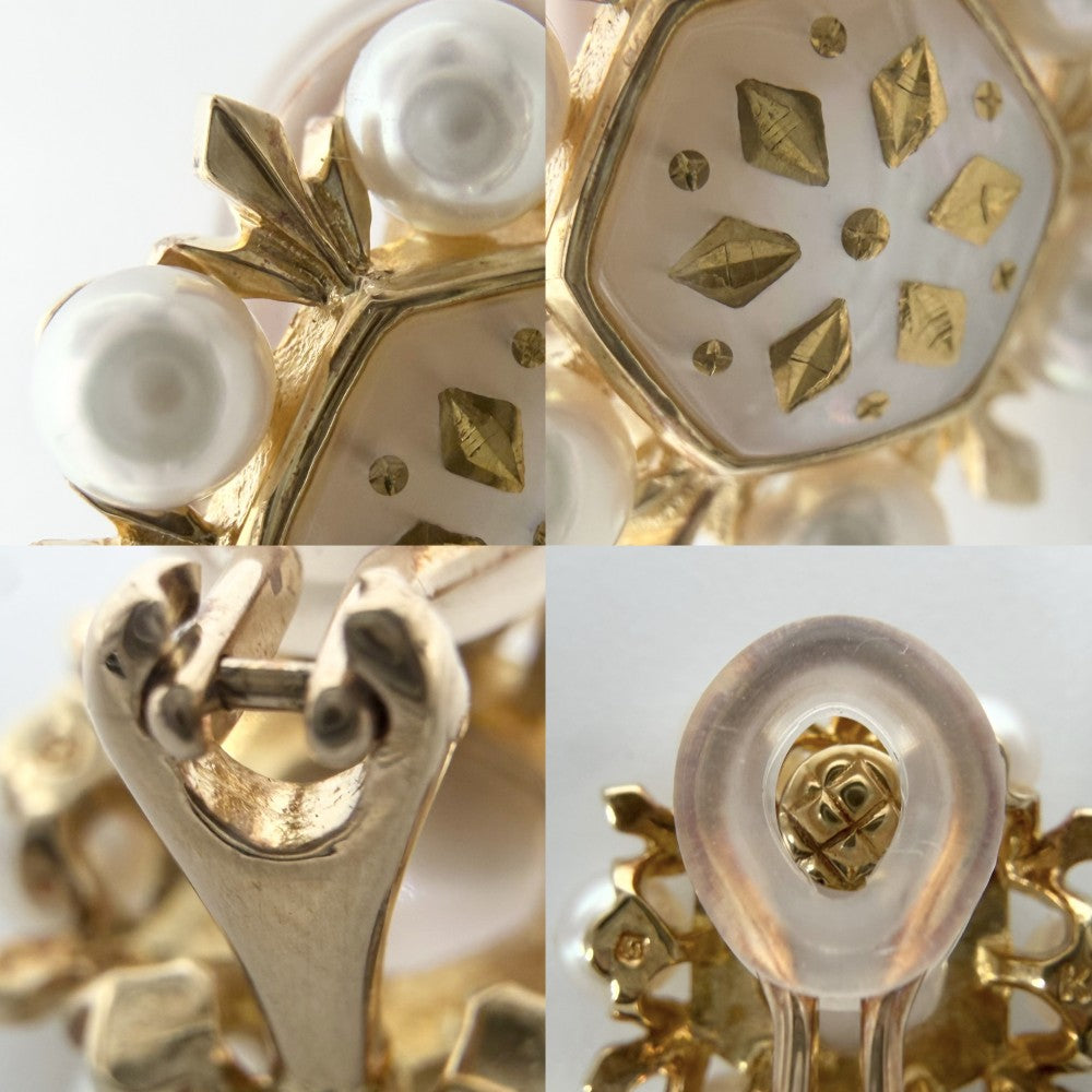 MIKIMOTO ミキモト イヤリング ピクウェ ジュエリー アクセサリー シェル 18金YG Au750 真珠 K18イエローゴールド パール ホワイト 白 レディース 約7.8g【中古品】
