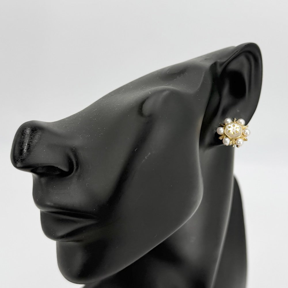 MIKIMOTO ミキモト イヤリング ピクウェ ジュエリー アクセサリー シェル 18金YG Au750 真珠 K18イエローゴールド パール ホワイト 白 レディース 約7.8g【中古品】