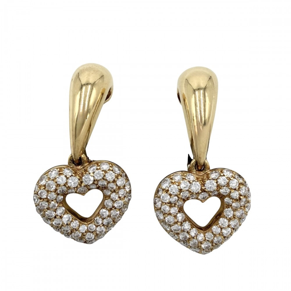 Chaumet ショーメ イヤリング ハート スイング 18金YG Au750 ジュエリー アクセサリー
 K18イエローゴールド ダイヤモンド レディース 約13.2g【中古品】